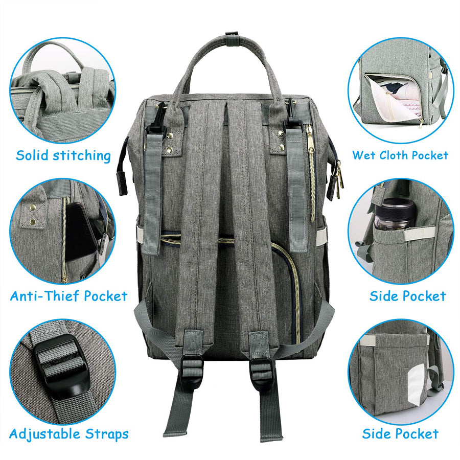 Large Capacity USB Mom Baby Diaper Backpack - Image 7