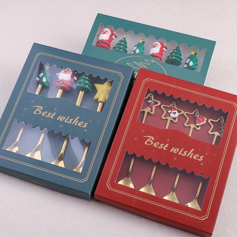 4Pcs Christmas Best Wishes Tableware Set - Image 4