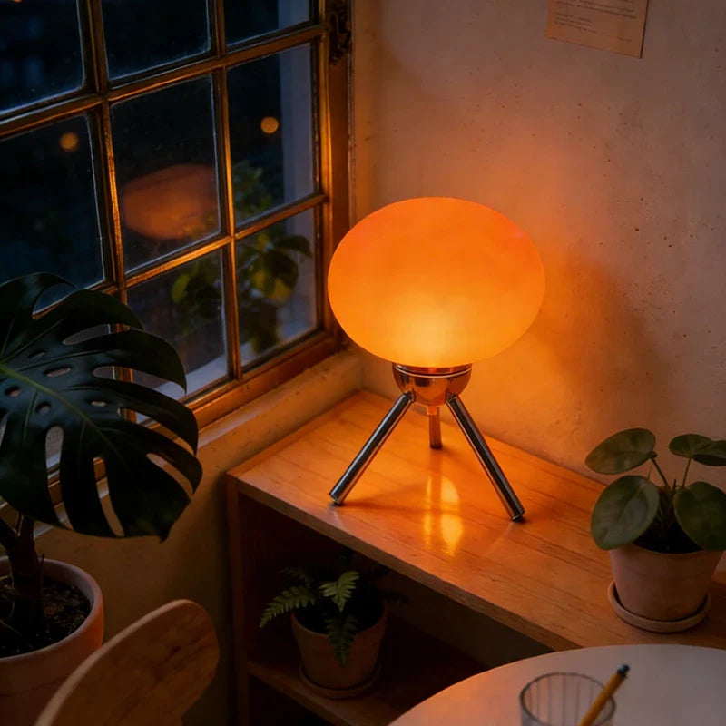 Cherry Dome Glass Mushroom Table Lamp