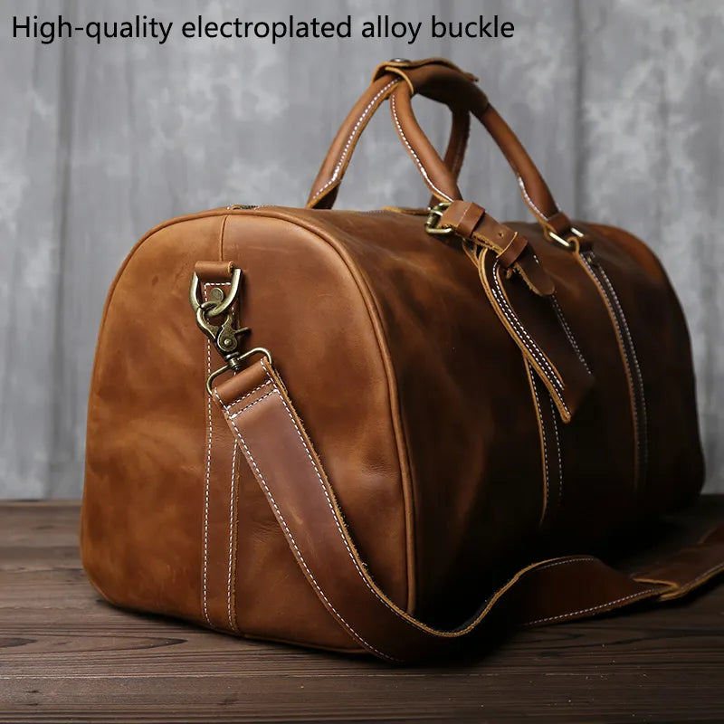 American Style Retro Leather Large Capacity Shoulder Bag - Image 6