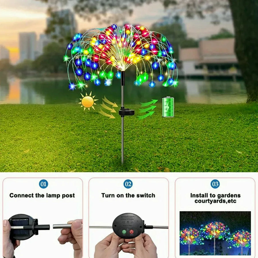 LED Solar Firework Fairy Outdoor Pathway Lights - Image 1