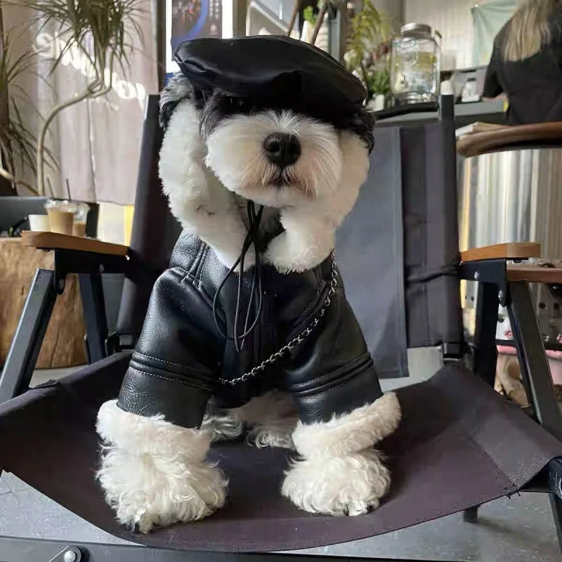 Biker Motorcycle Cotton Dog Coat - Image 0
