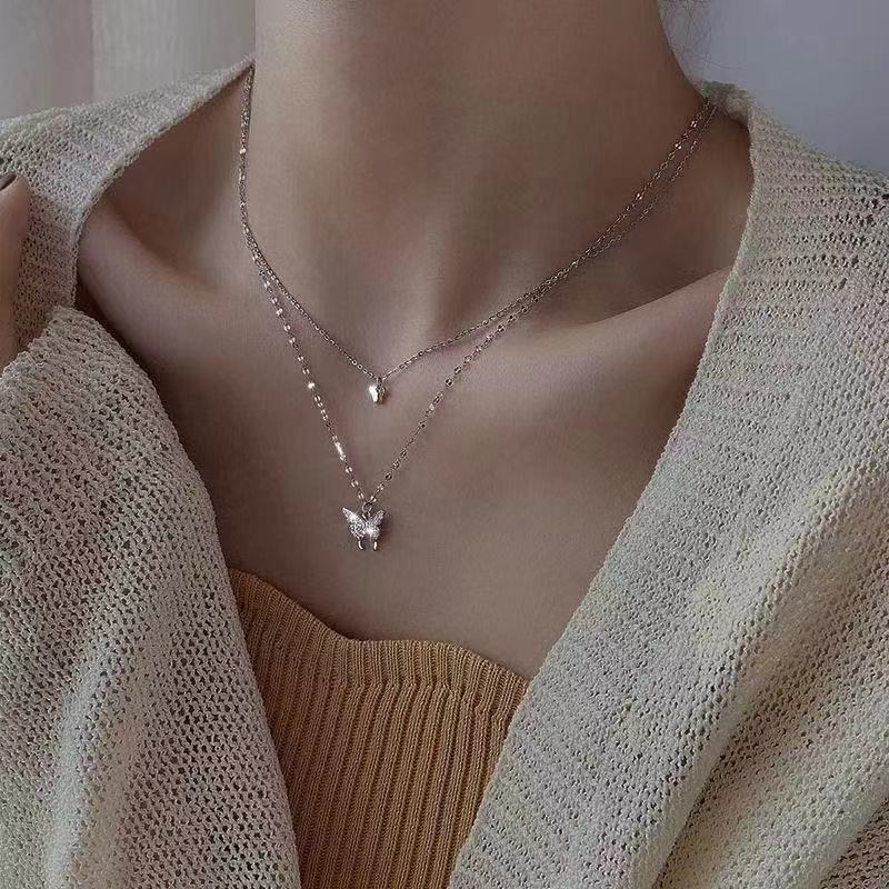 Dreamy Wings Silver Double Layer Necklace - Image 7