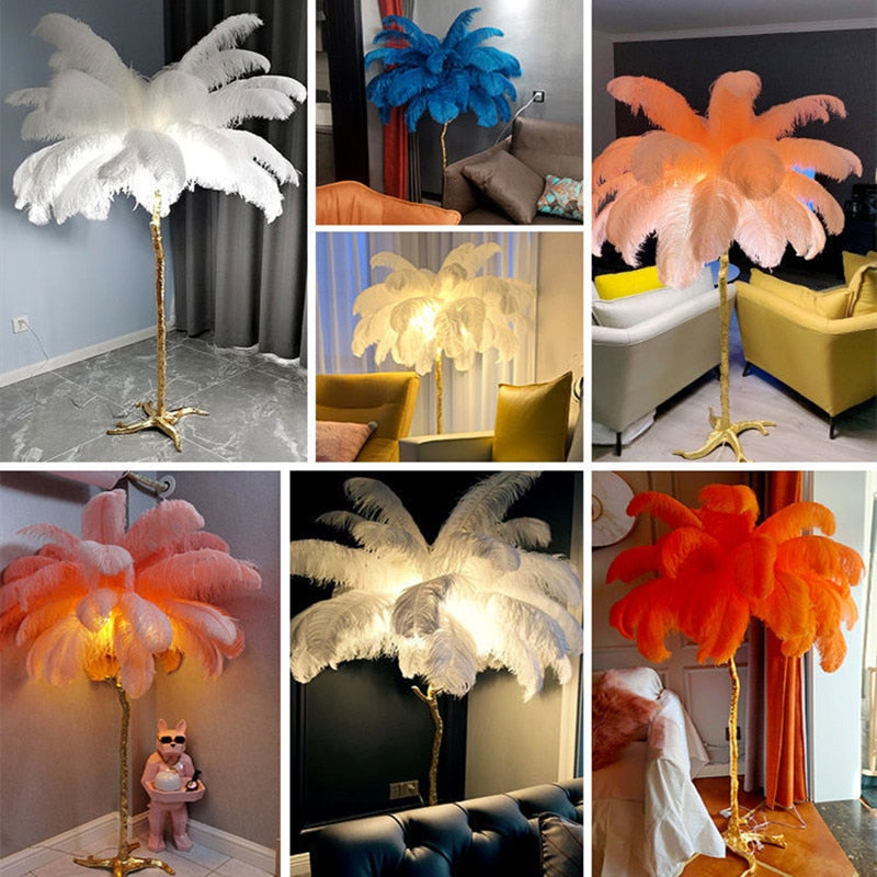 Nordic Glow Luxury Ostrich Feather Chic Floor Lamp - Image 5