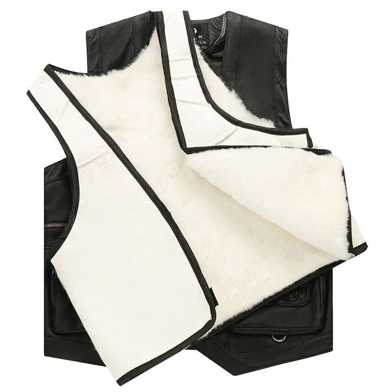 Sleeveless Casual Leather Adventurer Vest - Image 3