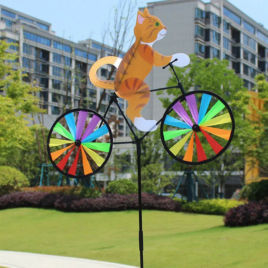 Rainbow Bicycle Cat Garden Decor - Image 2
