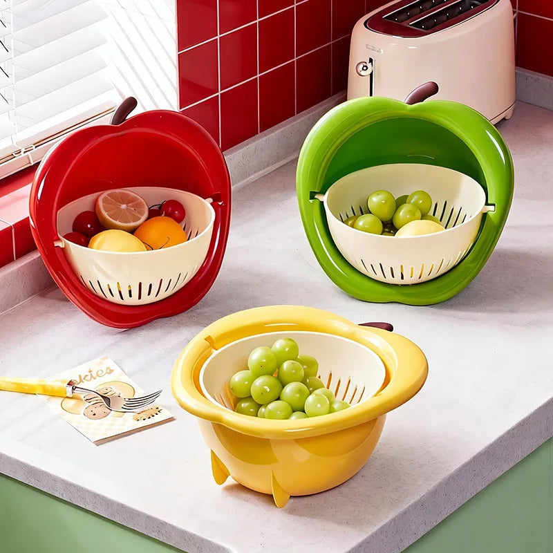 Wash & Serve Double Layer Fruit Drain Basket