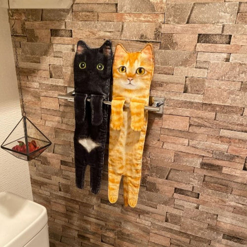 Quick-Dry Cat Soft Hand Towels - Image 0