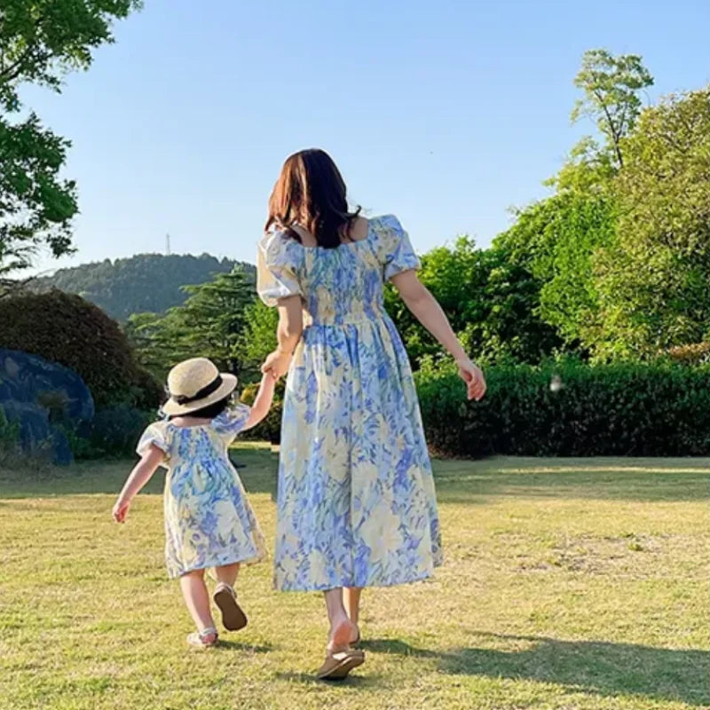 Summer Floral Chiffon Mother Daughter Dress Set - Image 2