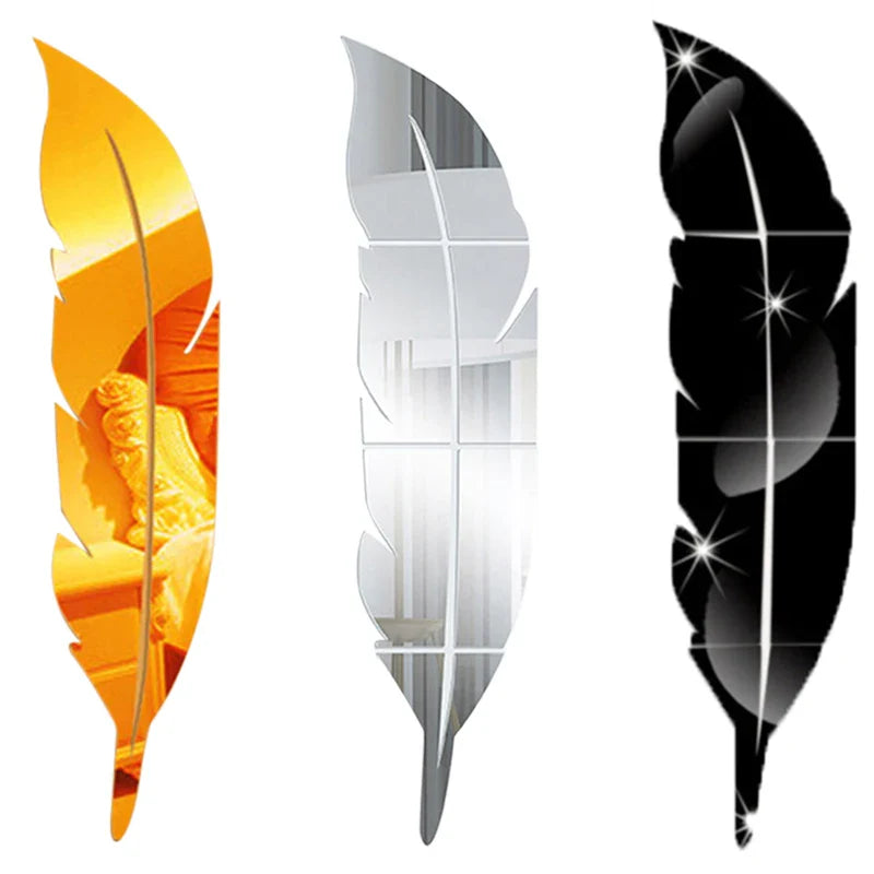 3D Feather Art Mirror Wall Sticker - Image 5