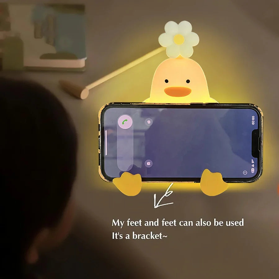 Cute Flower Duck Phone Holder Night Lamp - Image 2