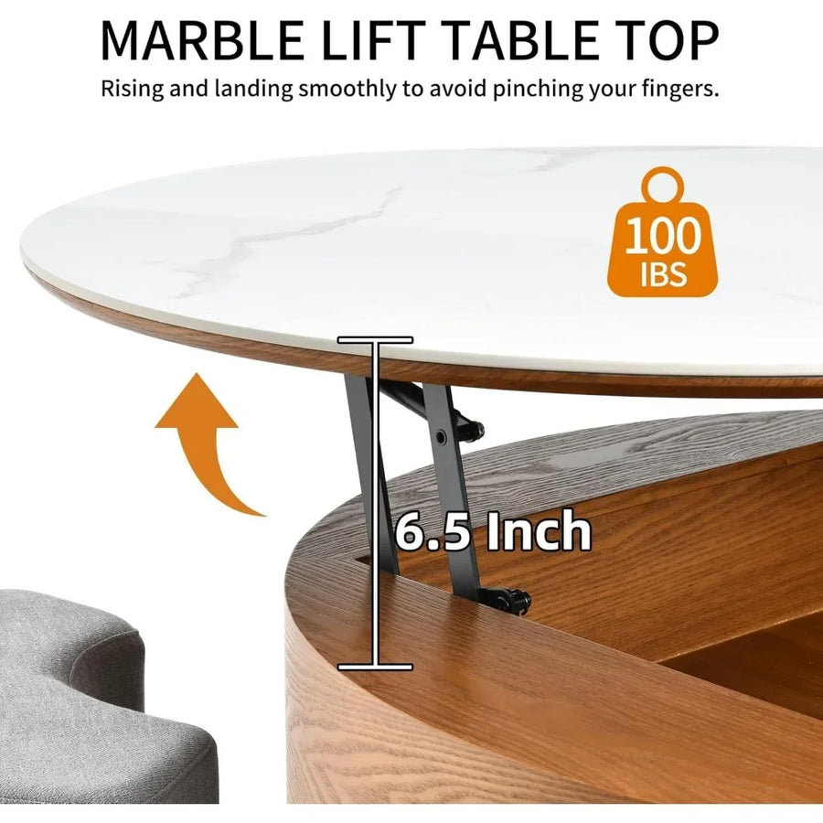 Ottoman Seating Liftable Wooden Coffee Table Set - Image 5