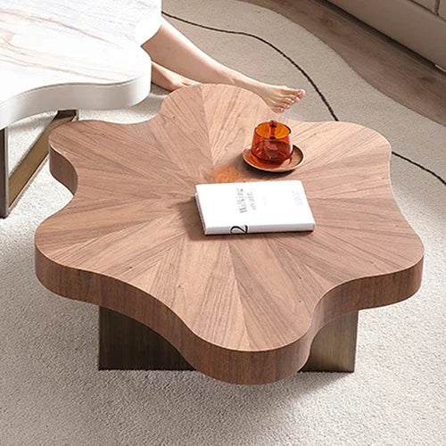 Artistic Bohemian Nature-Inspired Wooden Coffee Table - Image 5