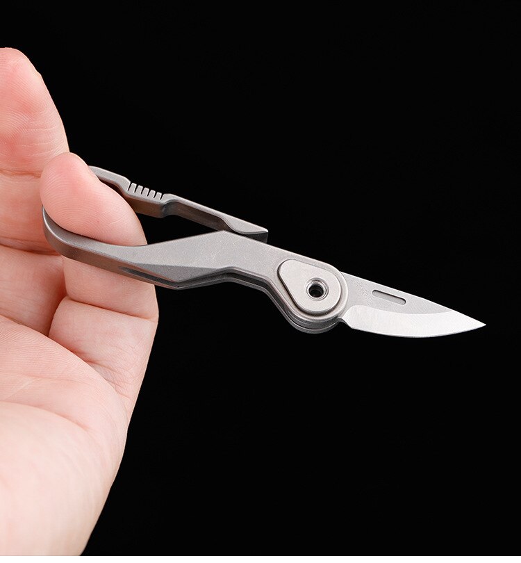 Mini Outdoor Foldable Titanium Knife Keychain - Image 9