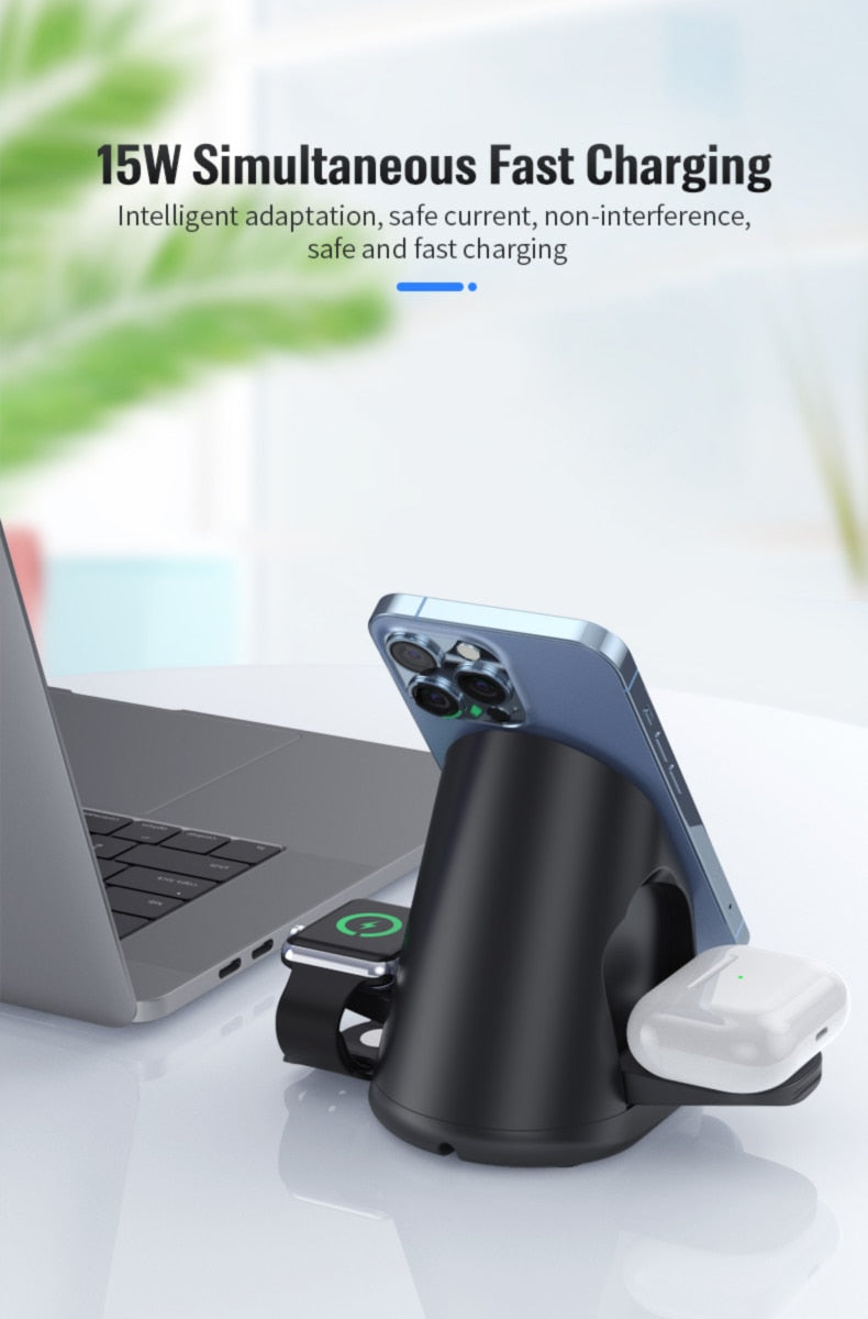 3in1 Space Station Magnetic Wireless Charger Stand - Image 5