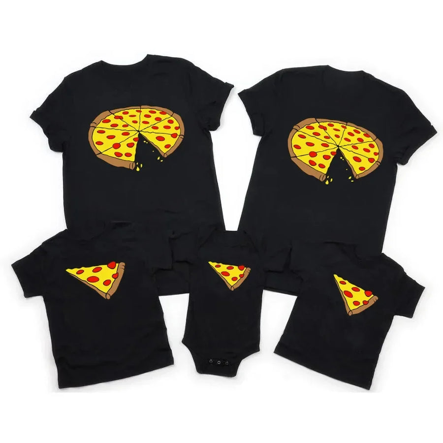 Slice & Baby Pizza Family Matching T-Shirt Set