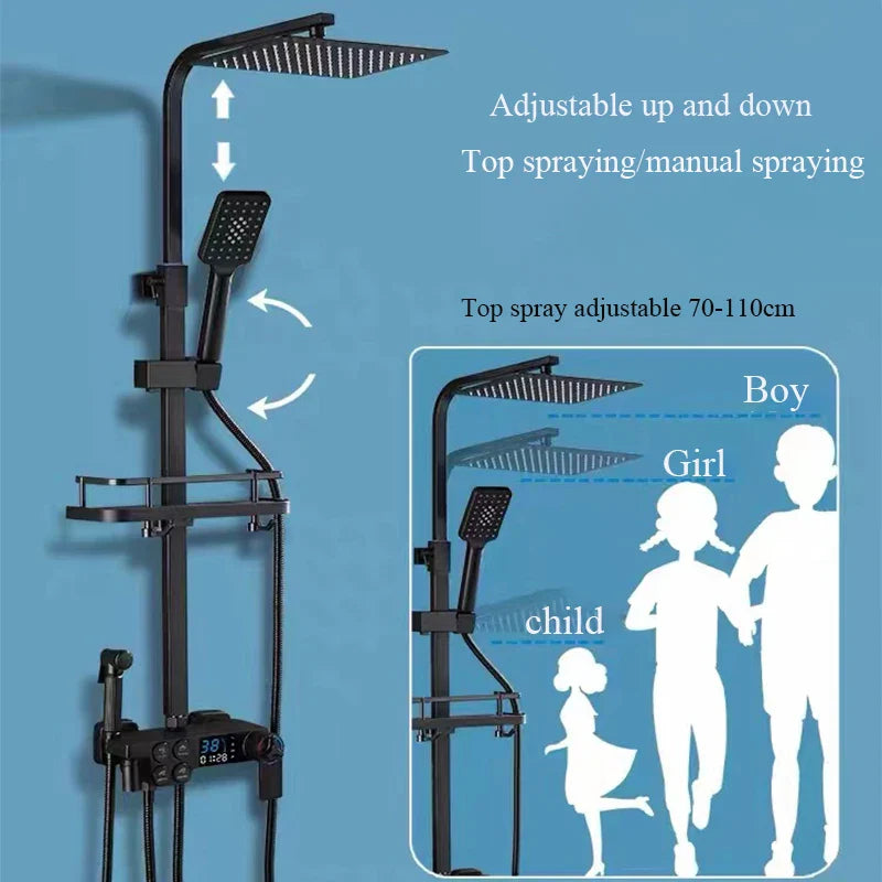 Thermostatic Digital Display Stylish Pressure Shower Set - Image 5