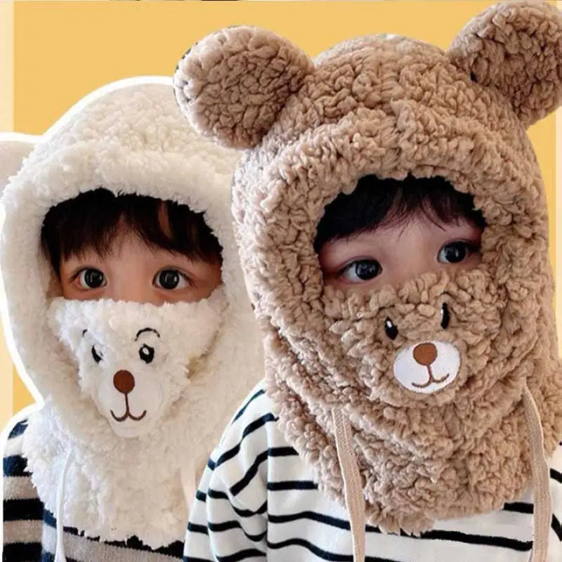 Plush Warm Bear Winter Scarf Mask - Image 2