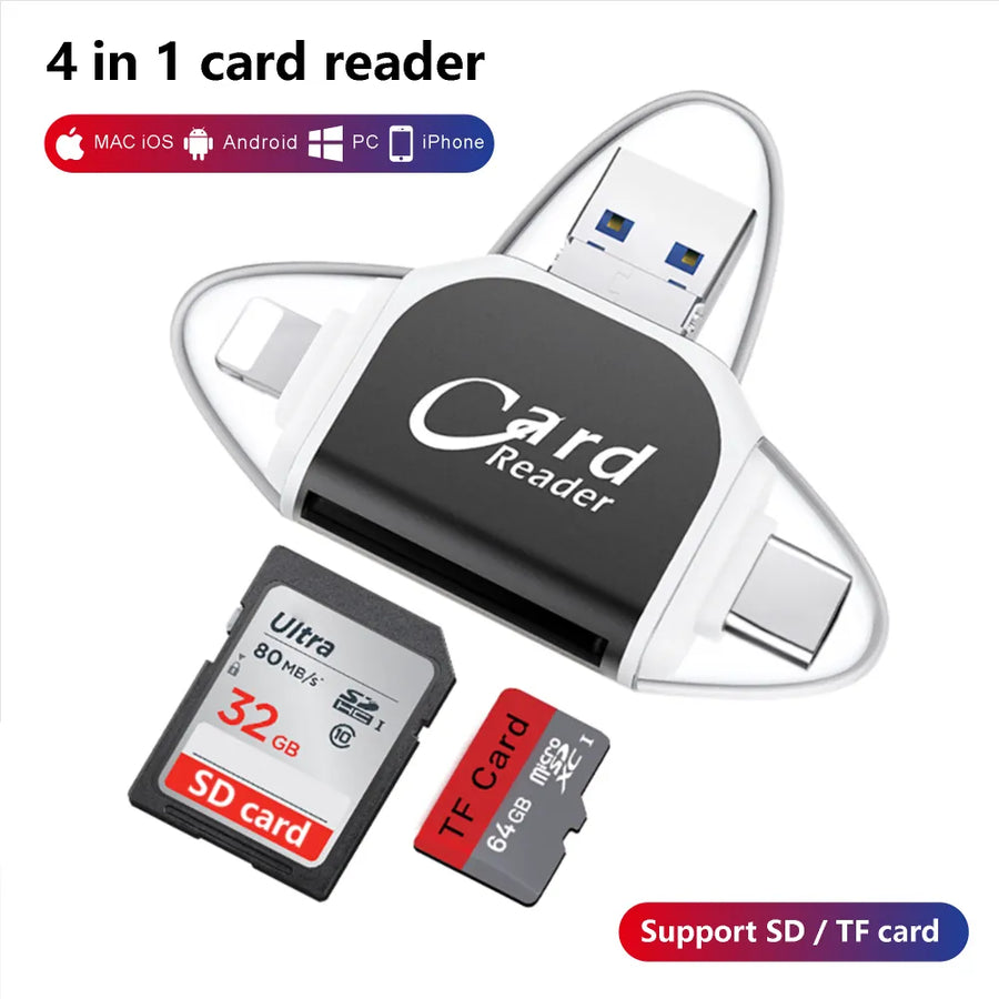 Multi-Port 4in1 Universal SD TF Card Reader - Image 1