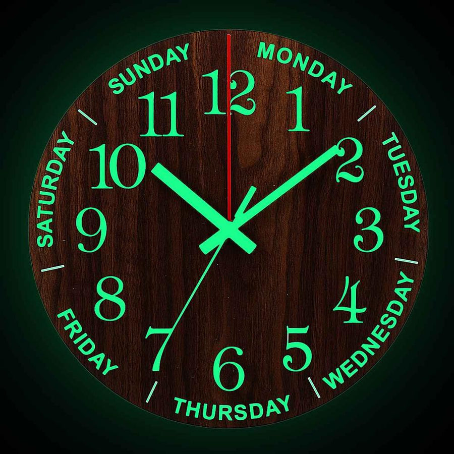 Nordic Luminous Wood Silent Wall Clock - Image 1