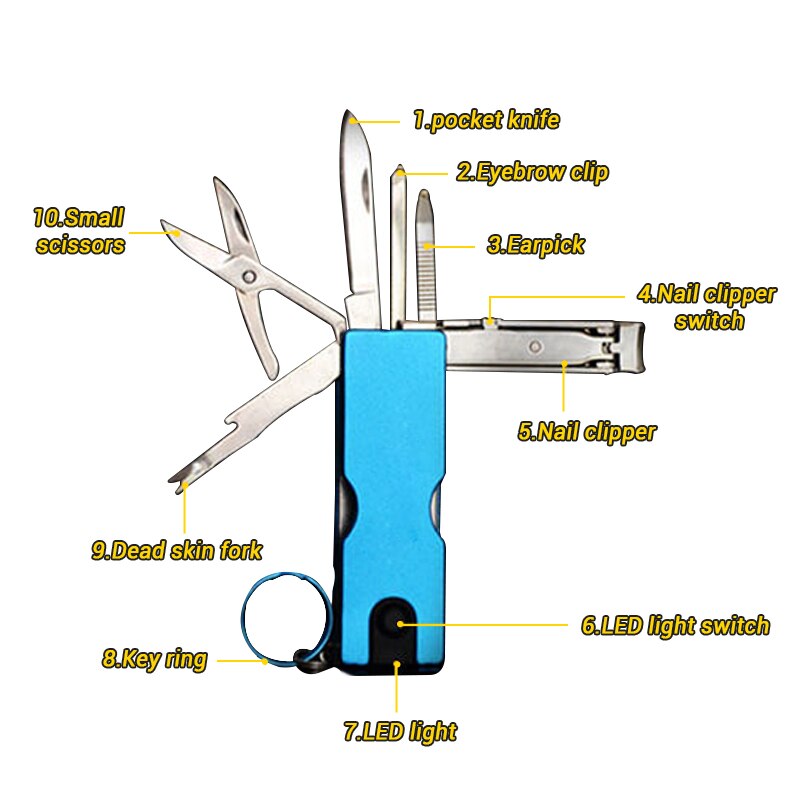 10in1 Stainless Steel EDC Keychain Tool - Image 2