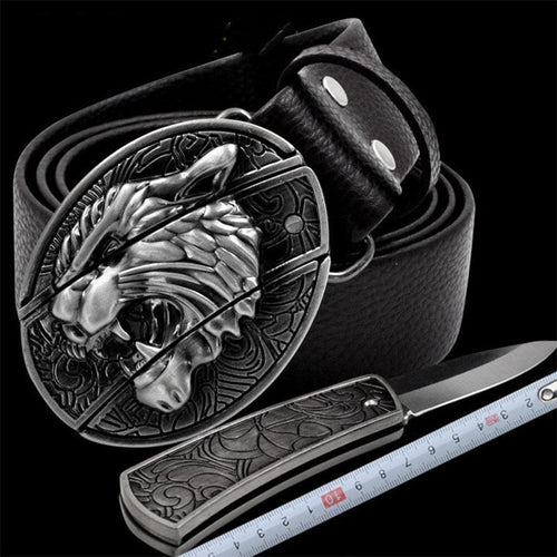 Self Defense Mini Knife Leather Belt - Image 0