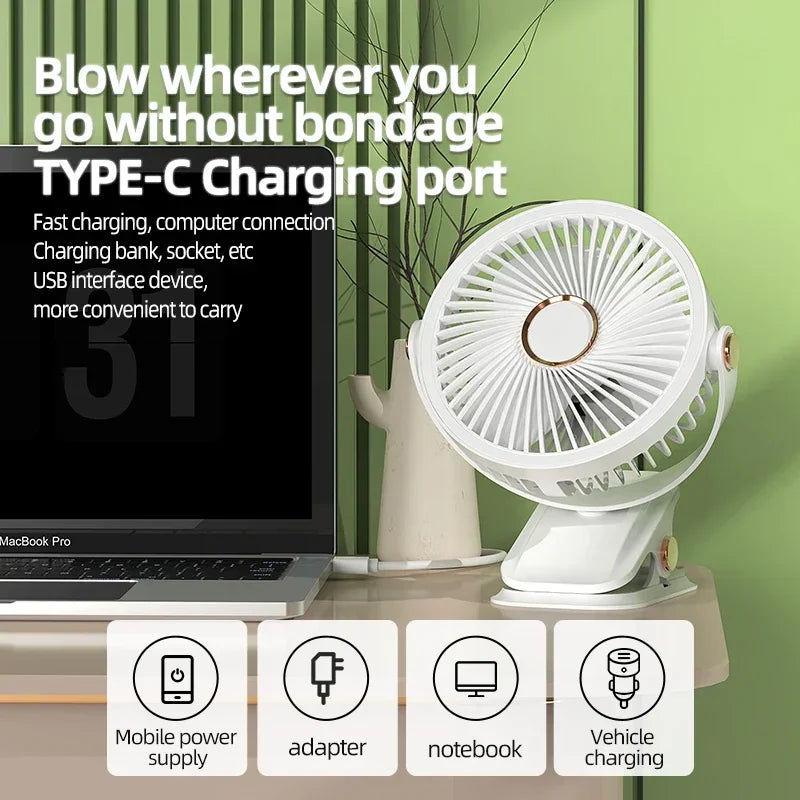 Multi-Angle Outdoor Clip-On Rechargeable Cooling Fan - Image 3