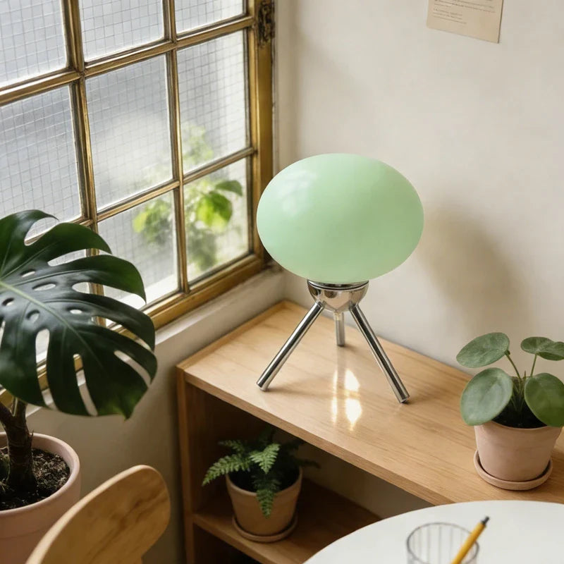 Cherry Dome Glass Mushroom Table Lamp