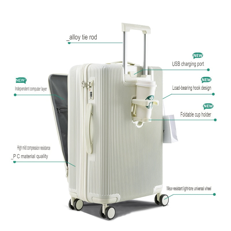 Multifunctional Password Protected Charge Easy Luggage - Image 1