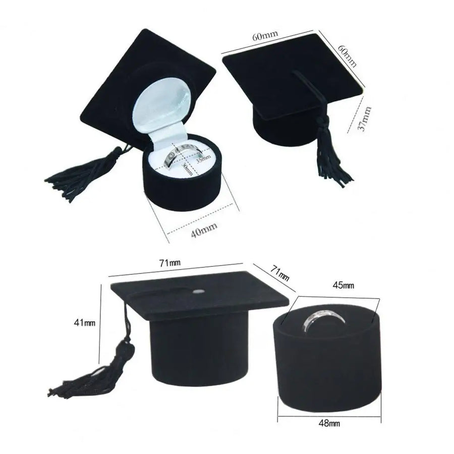 Graduation Cap Shaped Flannel Jewelry Ring Storage Box - Image 4
