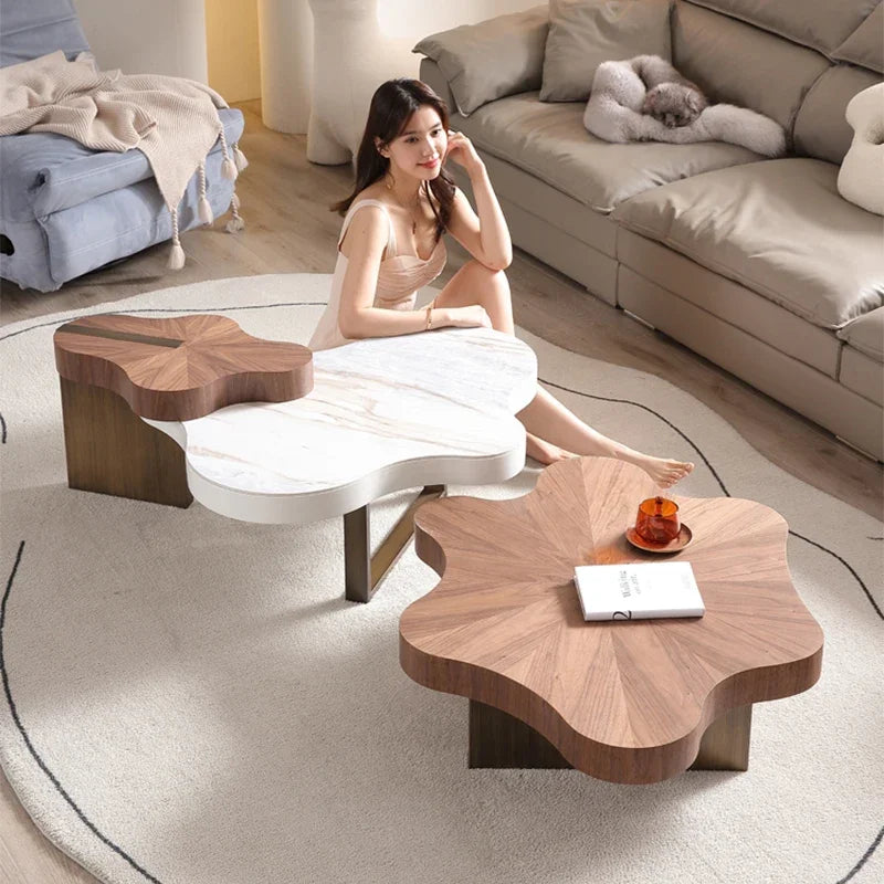 Artistic Bohemian Nature-Inspired Wooden Coffee Table - Image 2