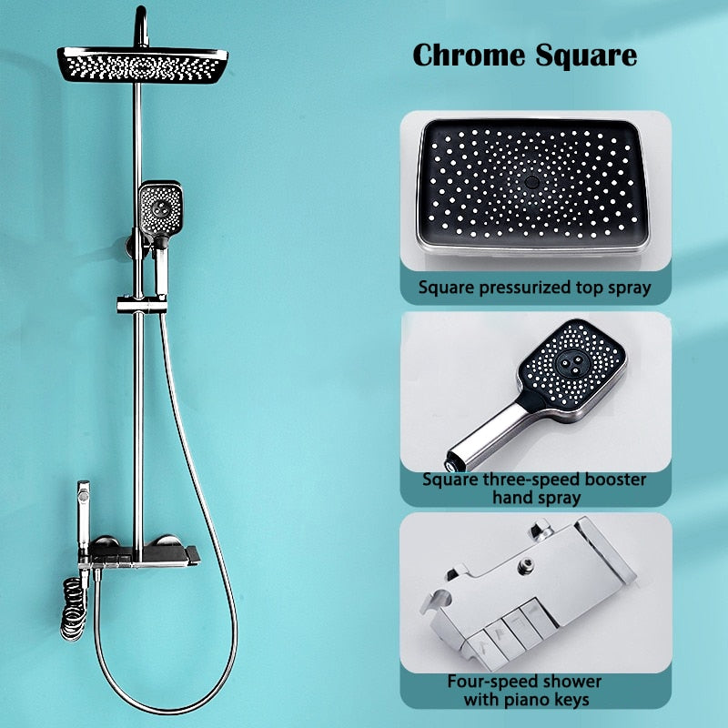 Elegant Piano Style Rainfall Bathroom Shower Set - Image 17