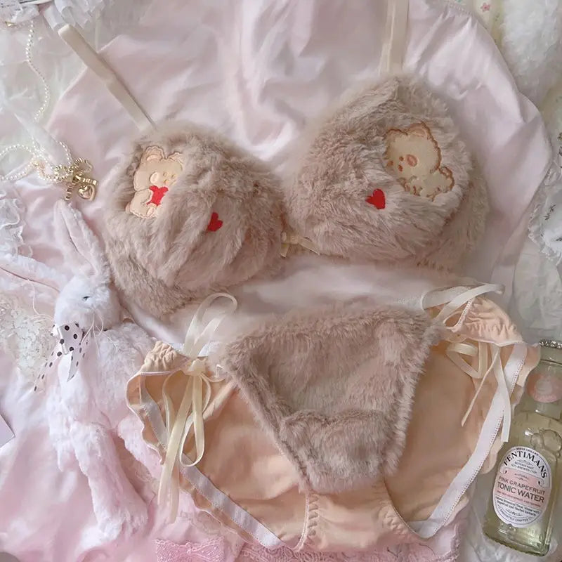 Soft Bear-Themed Cozy Bra Set - Image 1
