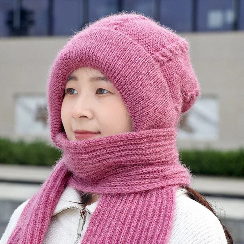 Winter Protection Plush Hat Scarf - Image 1
