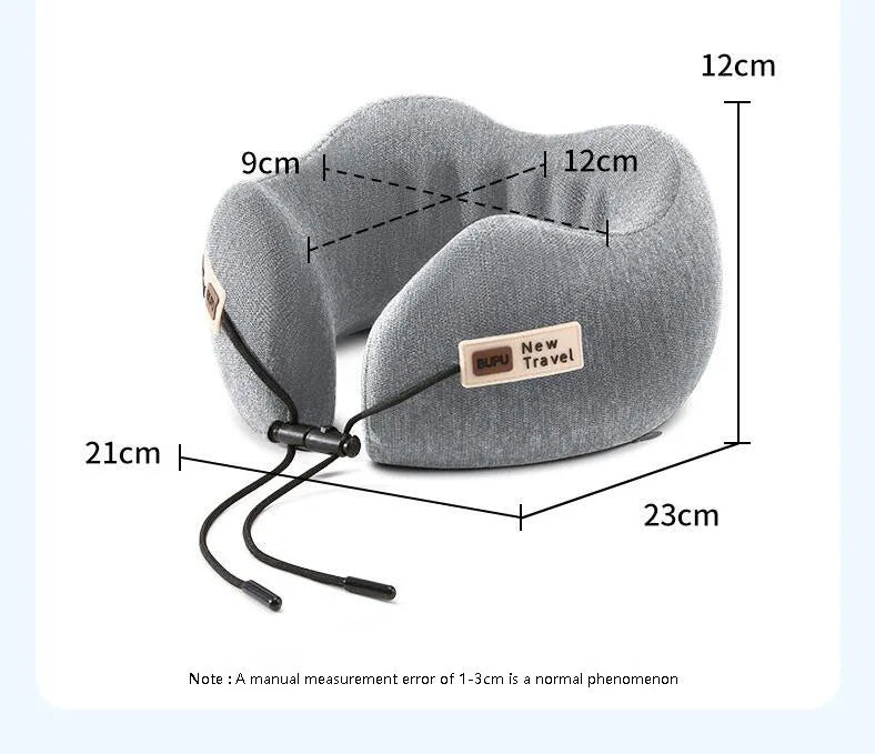 U-Shaped Memory Foam Soft Built-in Storage Case Travel Pillow - Image 1