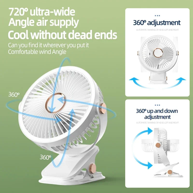 Multi-Angle Outdoor Clip-On Rechargeable Cooling Fan - Image 2