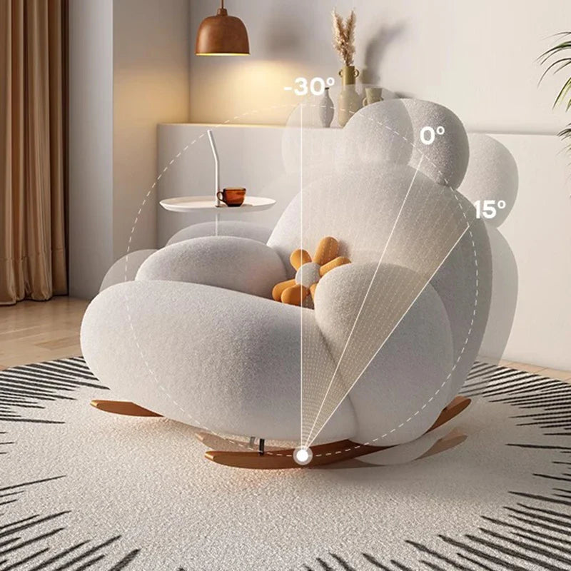 Modern Ergonomic European Fluffy White Lounge Chair - Image 2