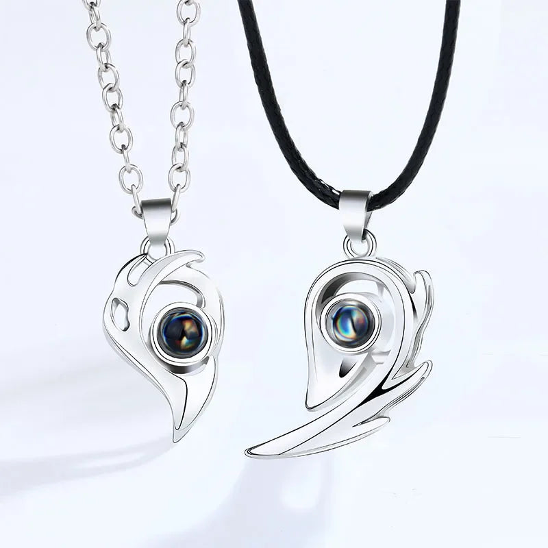 I Love You Magnetic Projection Couple Necklace Set - Image 1