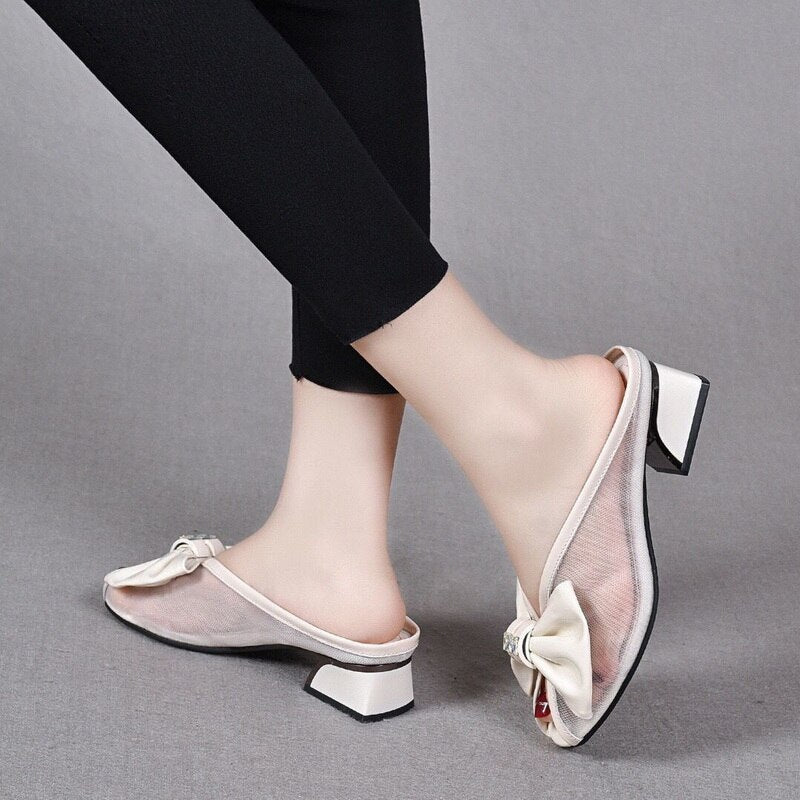 Comfy Walk Bowtie Small Sandal Heels - Image 1
