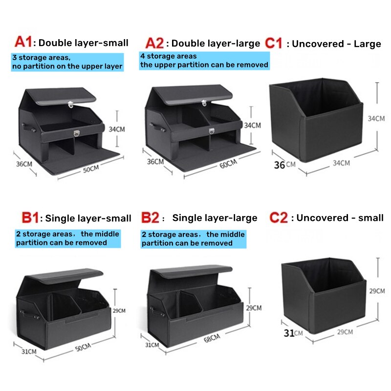 Car Guru Leather Large Capacity Trunk Organizer Box - Image 4