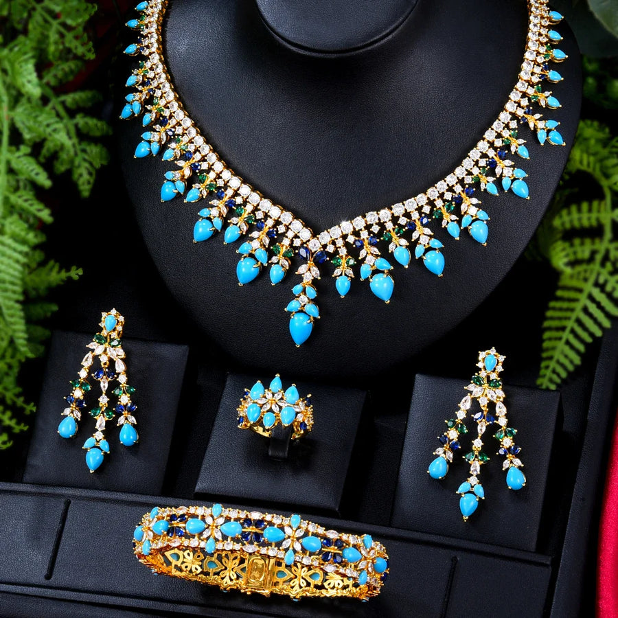 Zircon Crystal Turquoise Luxury African Jewelry Gift Set - Image 7