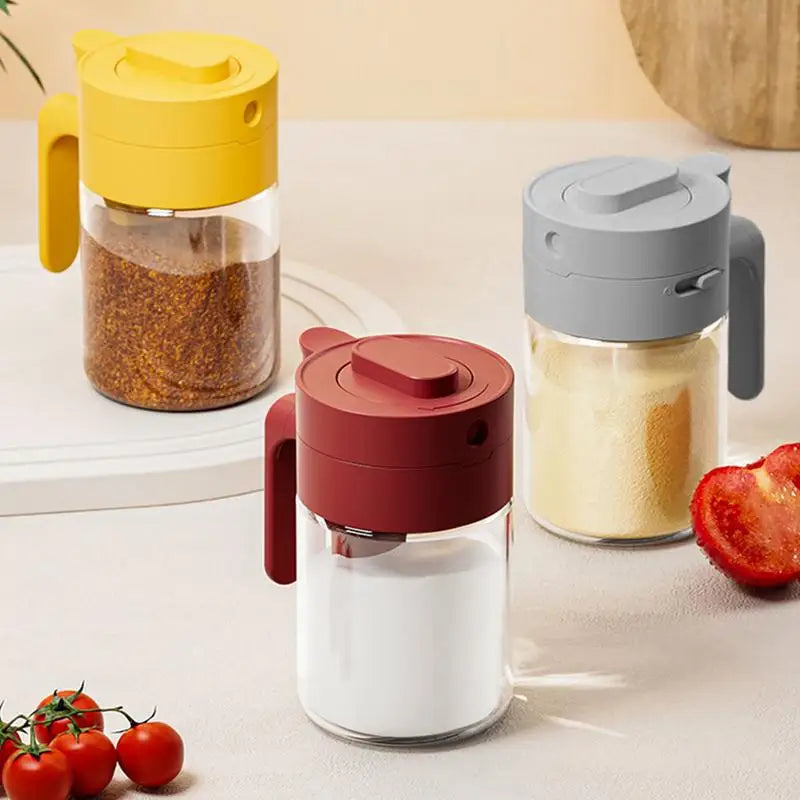 Transparent Glass Lockable Airtight Seasoning Jar with Spoon - Image 2