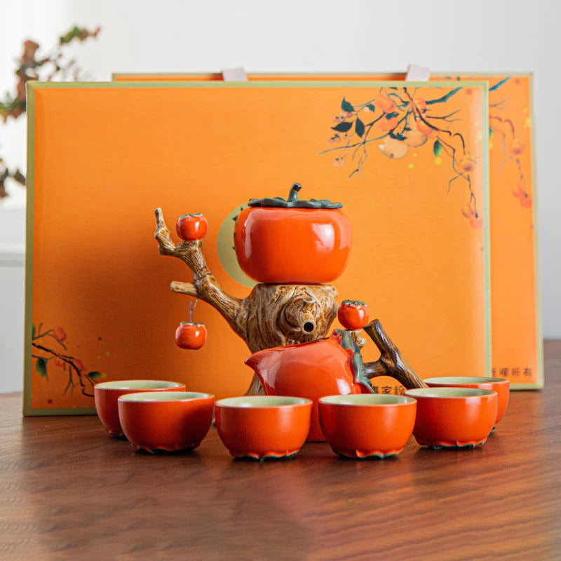 Pumpkin Tree Shape Vintage Tea Set - Image 5