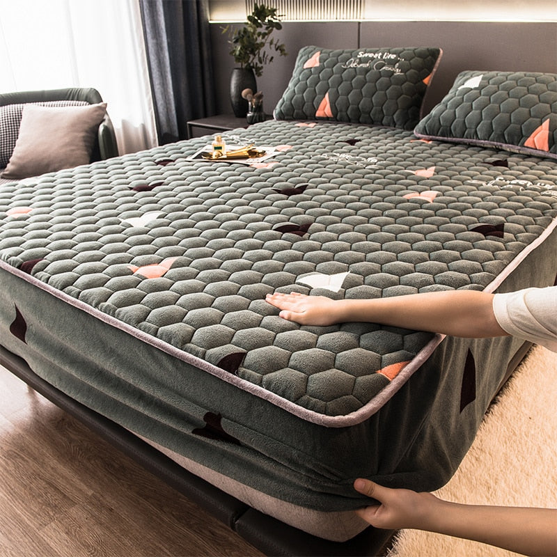 Elegant Velvet Thick Mattress Cover - Image 16