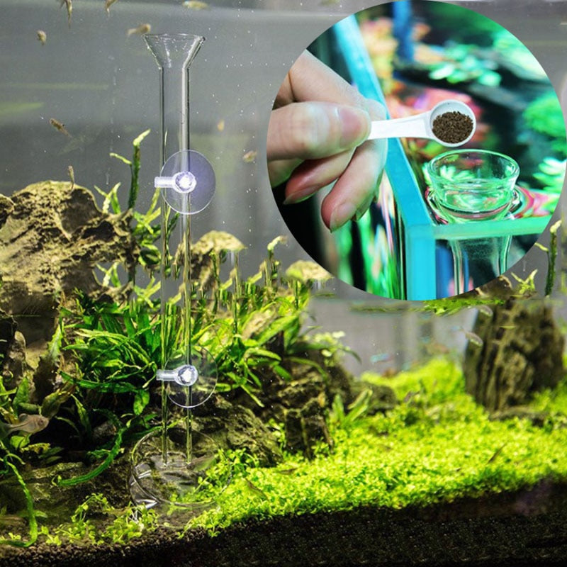 Transparent Aquarium Glass Tube Fish Feeder - Image 0