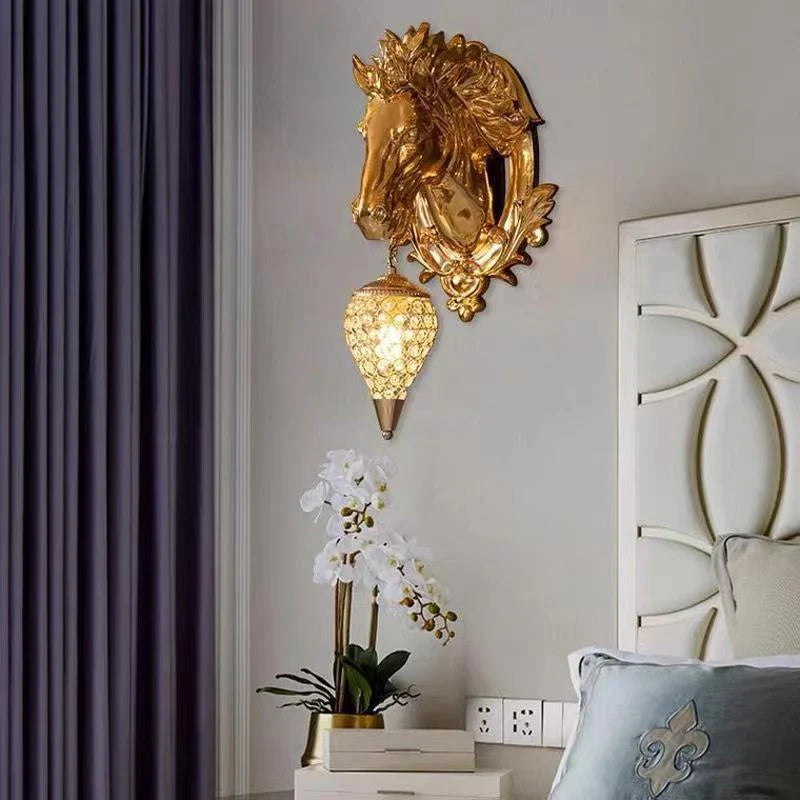Artistic Horse Design Gold Wall Lamp - Image 1