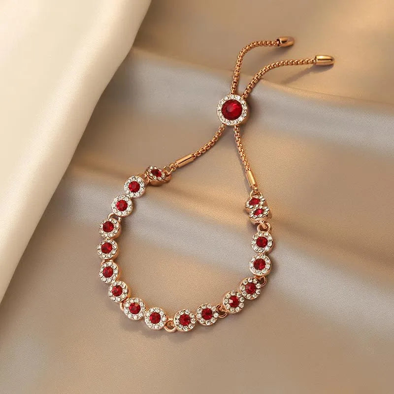 Crimson Charm Rose Gold Adjustable Bracelet - Image 0
