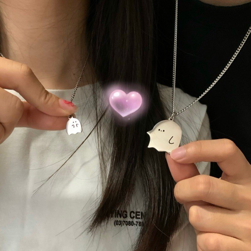 Cute Little Ghost Couple Necklace - Image 4