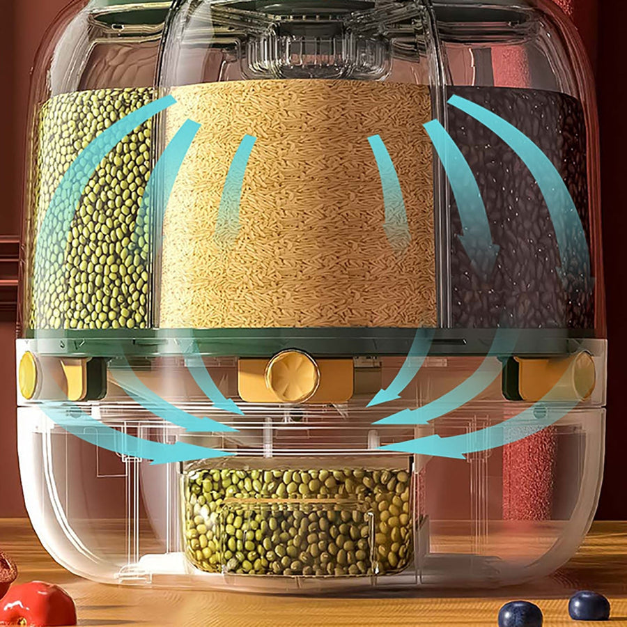 6-Grid Rotating Grain Storage Dispenser - Image 3