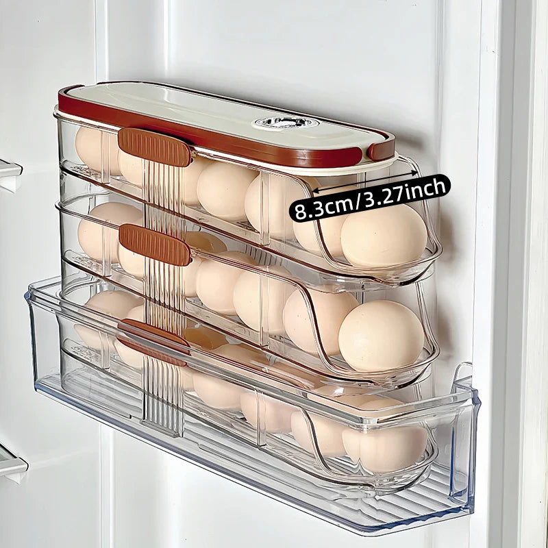 Fridge Organizer Automatic Rolling Transparent Egg Storage Box - Image 1